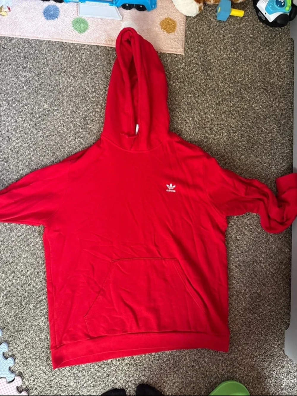 adidas Red Hooded Sweatshirt with Trefoil Logo